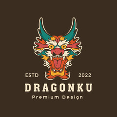 dragon head animal mythology mascot legend logo design vector abstract graphic illustration