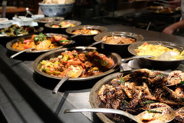 Cuisine Culinary Buffet Dinner Catering Dining Food daily open buffet in a hotel seafood

