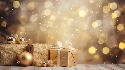 Fototapeta na wymiar Luxury christmas background with copyspace for your text,design. Christmas concept. Generative AI.