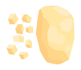 Whole potato with chopped pieces food vector