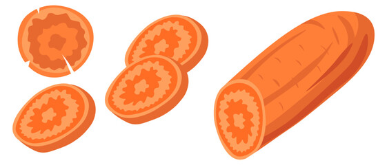 Carrot sliced organic food ingredients for cooking