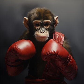 monkey wearing boxing gloves
