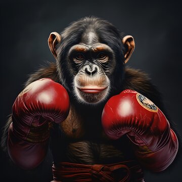 monkey wearing boxing gloves