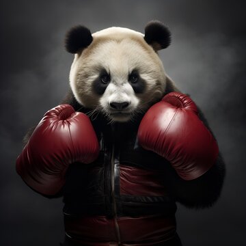Panda wearing boxing gloves