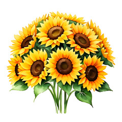 Fototapeta premium sunflower bouquet isolated on white background