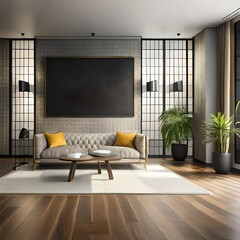 interior wall lcd sofa generative by AI technology