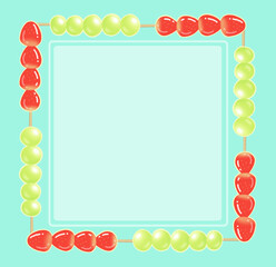 Sugar coated fruit candy frame, strawberry and green grape tanghulu frame