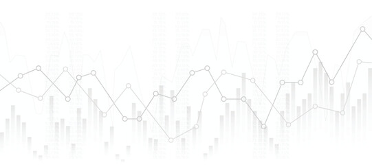 abstract financial chart sideways line graph and candlestick on white background