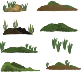 illustration of brown soil with grass