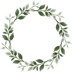 fresh green leaves wreath, arrangement of green leaf for wedding card