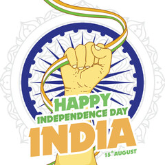 Flat india independence day illustration with flag