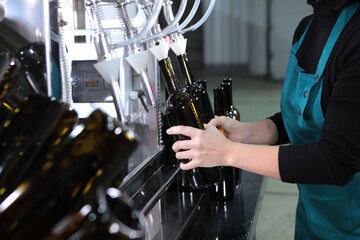 Small wine production. The wine is bottled. Craft winery. Wine of the new harvest.New wine.