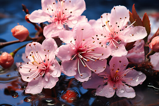 a pink flower with water drops is shown