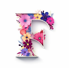 letter F paper cut style with Generic logo floral design