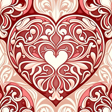 seamless pattern with red hearts,decoration,ramance,Ai generated