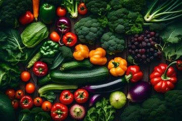Fresh vegetables and fruits generated by AI tool