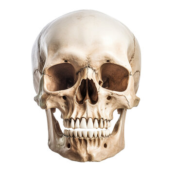 Skull isolated on transparent background. Digital illustration generative AI.