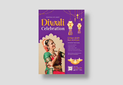 Diwali Festival Indian Flyer Poster Layout