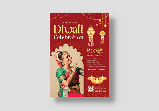 Diwali Festival Indian Flyer Poster Layout