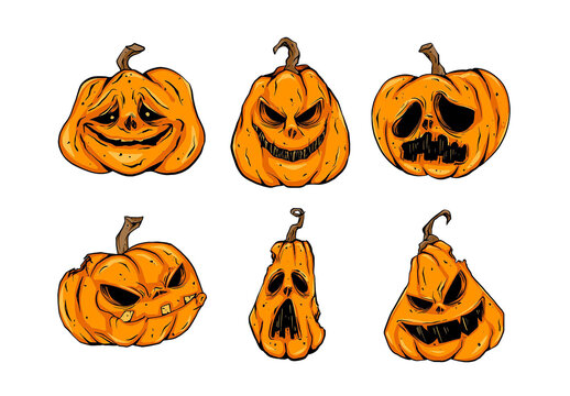 Halloween Pumpkin Jack-O-Lantern Illustrations