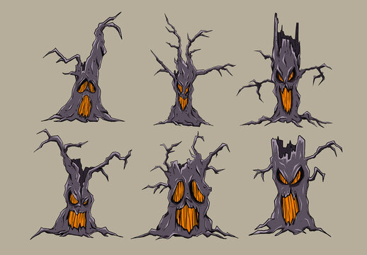 Halloween Tree Illustration Clipart Decoration