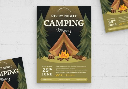 Summer Camp Camping Flyer Layout