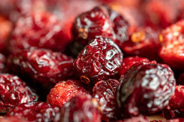 Dried red cranberries with sugar syrup