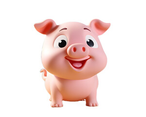 Whimsical 3D Pig on the Farm Transparent Background Generative Ai 