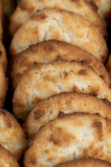 a box of wheat flour cookies with the addition of coconut chips