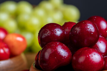 Sweet fresh cherries with other products