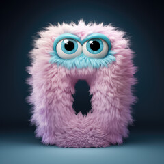 crazy mad funny cute tiny Monster In the form of the capital letter O or number 0, generative AI illustration