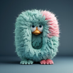 Obraz premium crazy mad funny cute tiny Monster In the form of the capital letter O or number 0, generative AI illustration