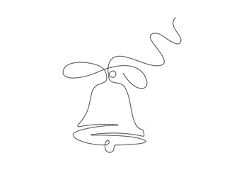 Continuous one line drawing of Christmas bell vector illustration. Traditional Church bells. Stock illustration. Pro vector. 