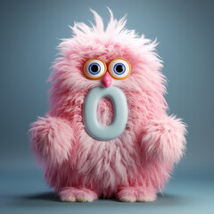 Obraz premium crazy mad funny cute tiny Monster In the form of the capital letter O or number 0, generative AI illustration