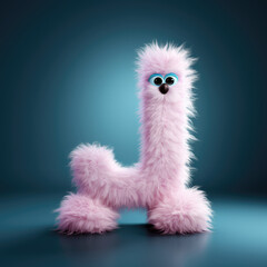 crazy mad funny cute tiny Monster In the form of the capital letter J, generative AI illustration