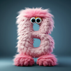 Fototapeta premium crazy mad funny cute tiny Monster In the form of the capital letter B, generative AI illustration