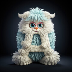 crazy mad funny cute tiny Monster In the form of the capital letter A, generative AI illustration