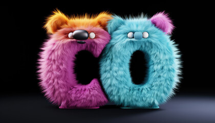 Fototapeta premium group of cute monster in a raw. created by generative AI technology.