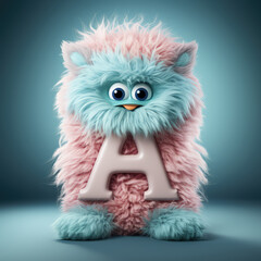 crazy mad funny cute tiny Monster In the form of the capital letter A, generative AI illustration