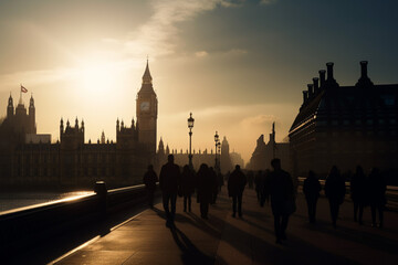 Obraz premium Westminster Bridge at sunset, London, UK