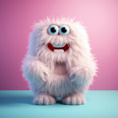 Obraz premium crazy mad funny cute tiny Monster, generative AI illustration