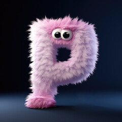 crazy mad funny cute tiny Monster In the form of the capital letter P, generative AI illustration