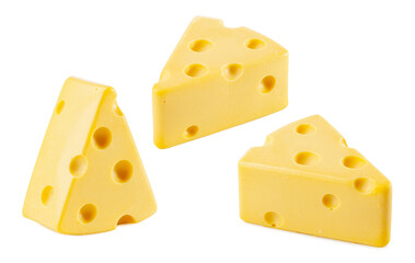 triangle cheese isolated on white background.
