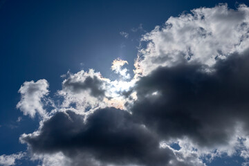 Naklejka na ściany i meble clouds in the blue sky in cloudy windy weather