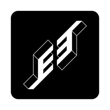 Outline fonts. Three-dimension letter and number. E and 3 logo. E3 - monogram or logotype. Isometric 3d font for design.