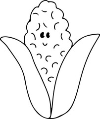 Doodle vegatable. Cute nursery hand drawn coloring page illustration