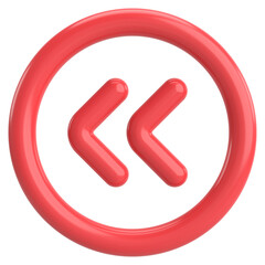 Previous button. Back button. 3D illustration.