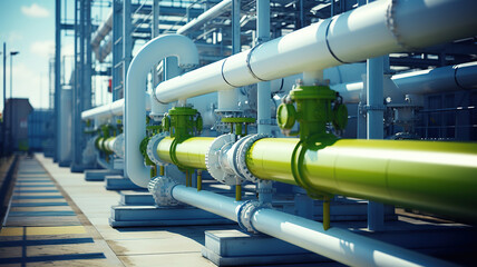 Pipelines and valves are seen at the gas plant