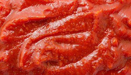 The texture of tomato paste. Ketchup background. Tomato sauce.