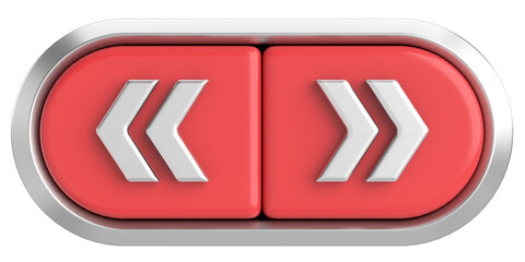 Next button and previous button. 3D illustration.